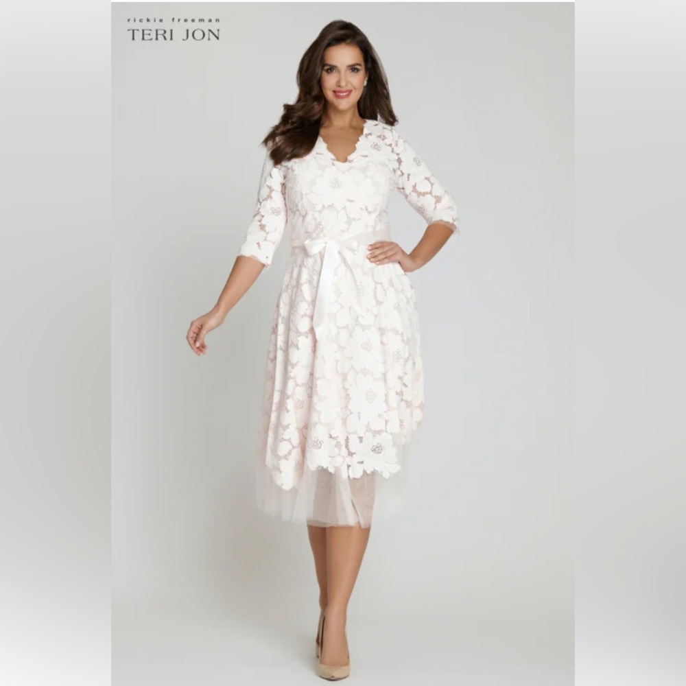 Teri Jon PINK Lace Dress Size 10 NWOT - Picture 6 of 10